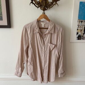 Women’s Large Linen Blend Button Down Shirt